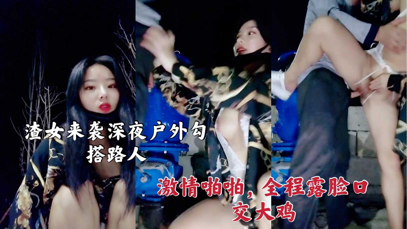 渣女来袭深夜户外勾搭路人激情啪啪，全程露脸口交大鸡巴，衣服都没脱就干上了【青青草av手机在线】